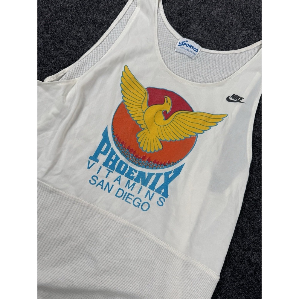 VTG 70s 80s Phoenix Vitamins San Diego Nike Running Tank Top Mesh USA